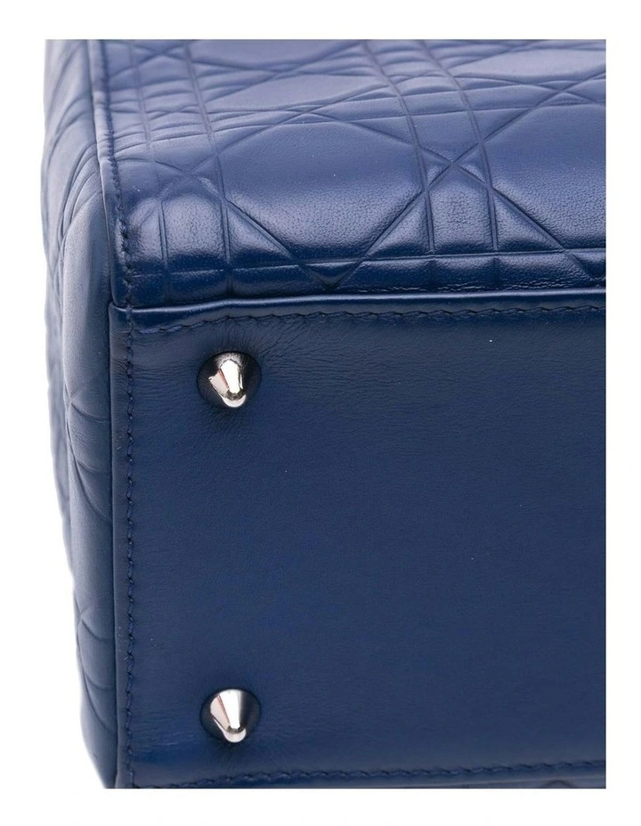 Medium Ultra Matte Calfskin Embossed Cannage Handbag with Detachable Strap Pre-Loved image 6
