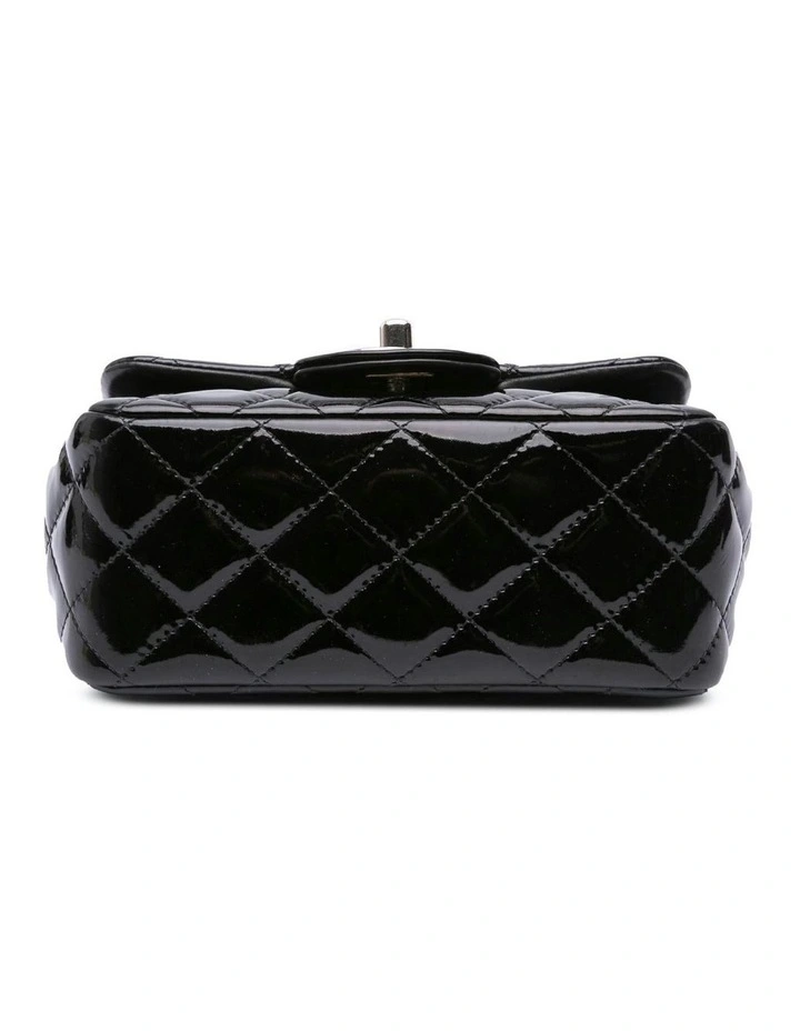 Mini Square Classic Patent Single Flap Bag with Quilted Leather Pre-Loved image 3