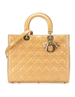 Large Patent Cannage Bag with Detachable Strap and Zip Closure Pre-Loved
