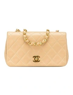 Mini Rectangular Quilted Lambskin Crossbody Bag with Chain Strap Pre-Loved