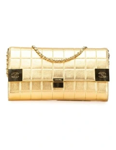 Metallic Lambskin Flap Shoulder Bag with Chain Strap Pre-Loved