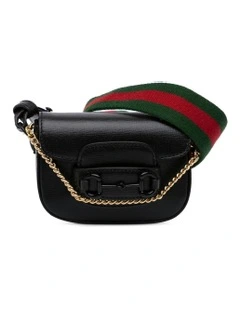 Gucci Elegance Shoulder Bag with Decorative Chain and Stripe Accent Pre-Loved in Black (Azura Fashion Group ABN 30 617 598 651)