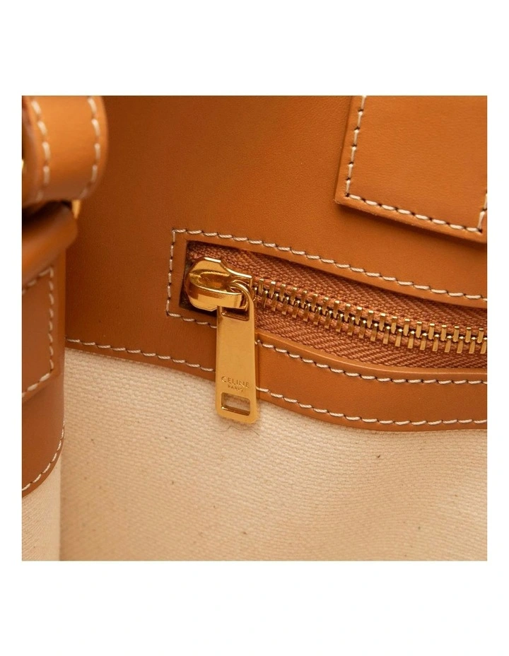 Celine Vertical Cabas Satchel Canvas Tote Bag Pre-Loved in White image 7