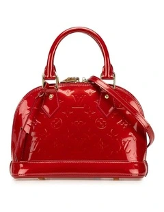 Louis Vuitton Alma BB Monogram Vernis Patent Pre-Loved Leather Handbag in Red