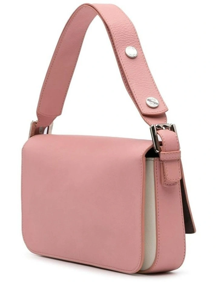 3Baguette Rectangular Shoulder Bag with Flap Closure and Metallic Detailing Pre-Loved in Pink image 2