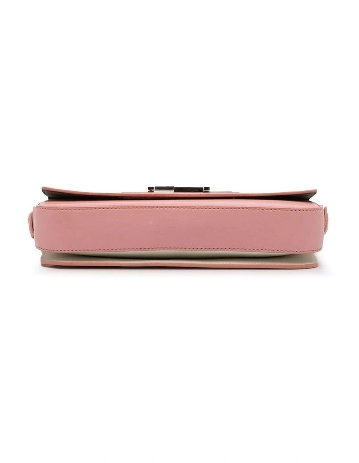 3Baguette Rectangular Shoulder Bag with Flap Closure and Metallic Detailing Pre-Loved in Pink image 3