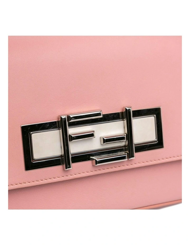 3Baguette Rectangular Shoulder Bag with Flap Closure and Metallic Detailing Pre-Loved in Pink image 7