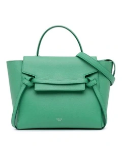 Celine Structured Leather Top Handle Pre-Loved Shoulder Bag in Green