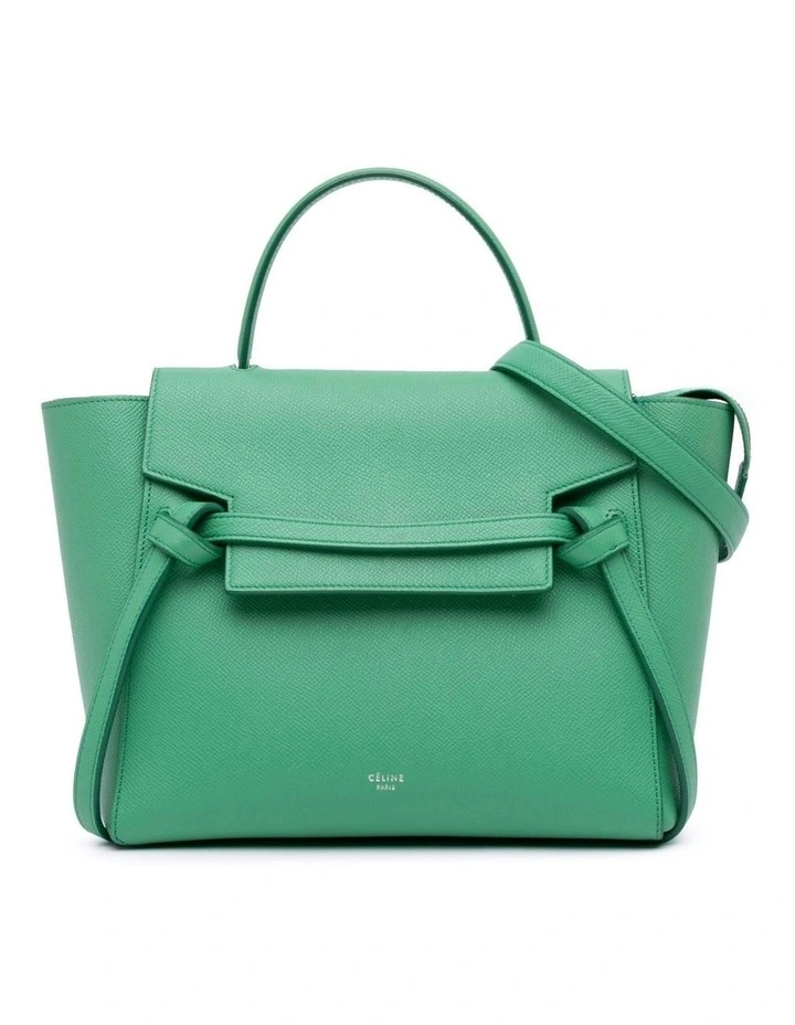 Celine Structured Leather Top Handle Pre-Loved Shoulder Bag in Green image 1