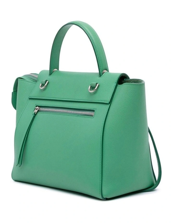 Celine Structured Leather Top Handle Pre-Loved Shoulder Bag in Green image 2