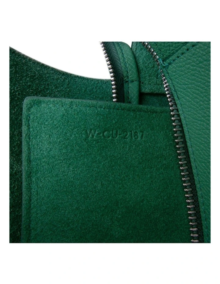 Celine Structured Leather Top Handle Pre-Loved Shoulder Bag in Green image 6