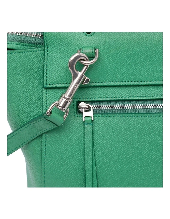 Celine Structured Leather Top Handle Pre-Loved Shoulder Bag in Green image 7