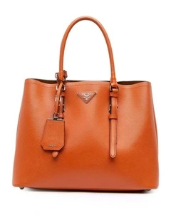 Prada Structured Leather Pre-Loved Tote Bag in Orange