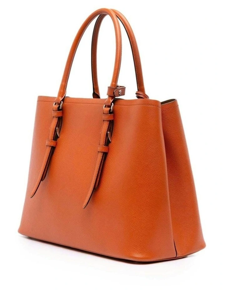 Prada Structured Leather Pre-Loved Tote Bag in Orange image 2