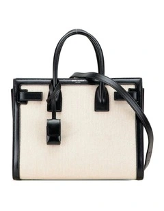 Saint Laurent Sac de Jour Structured Top Handle Bag Pre-Loved in Beige