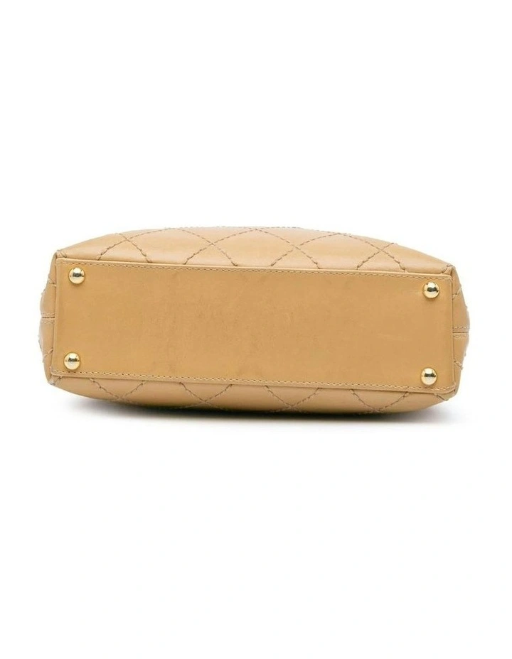 Quilted Calfskin Handbag With Flat Leather Handles in Brown image 3