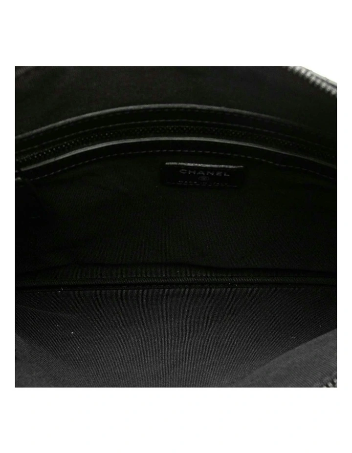 Quilted Leather Zip Pouch in Black image 4