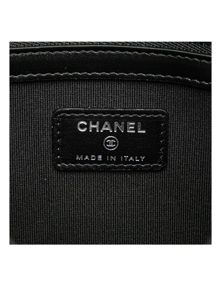 Quilted Leather Zip Pouch in Black image 5