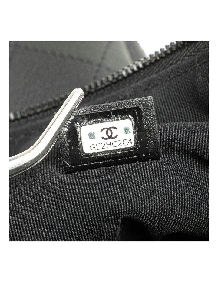 Quilted Leather Zip Pouch in Black image 6