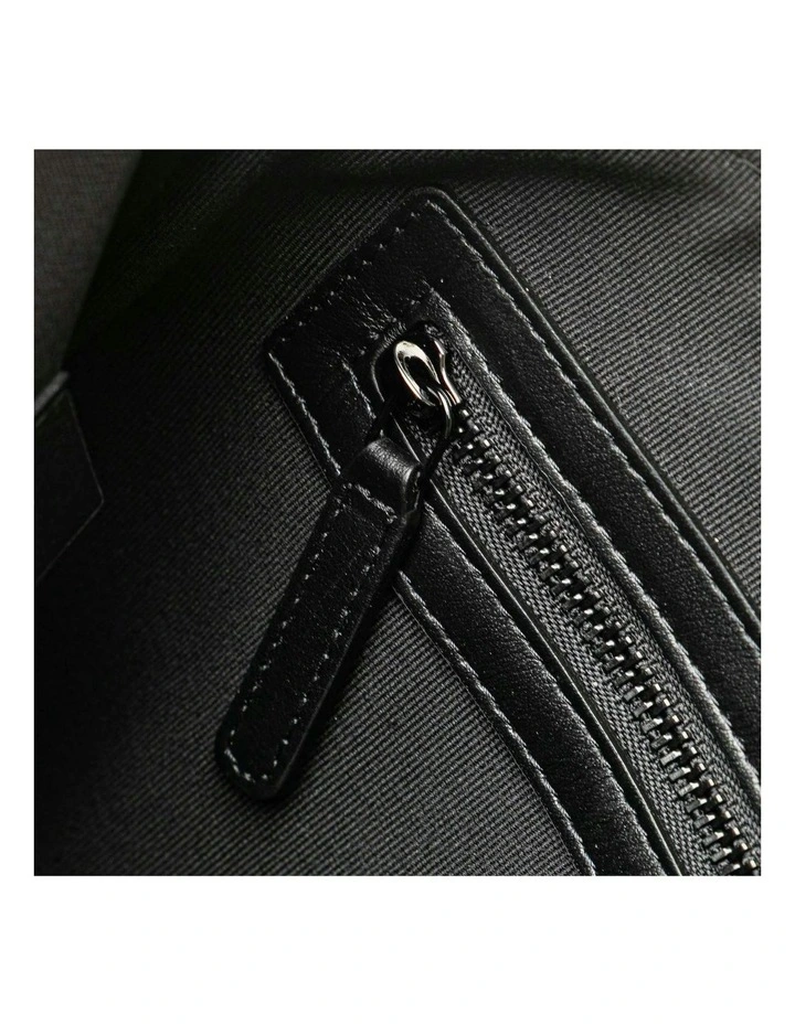 Quilted Leather Zip Pouch in Black image 7