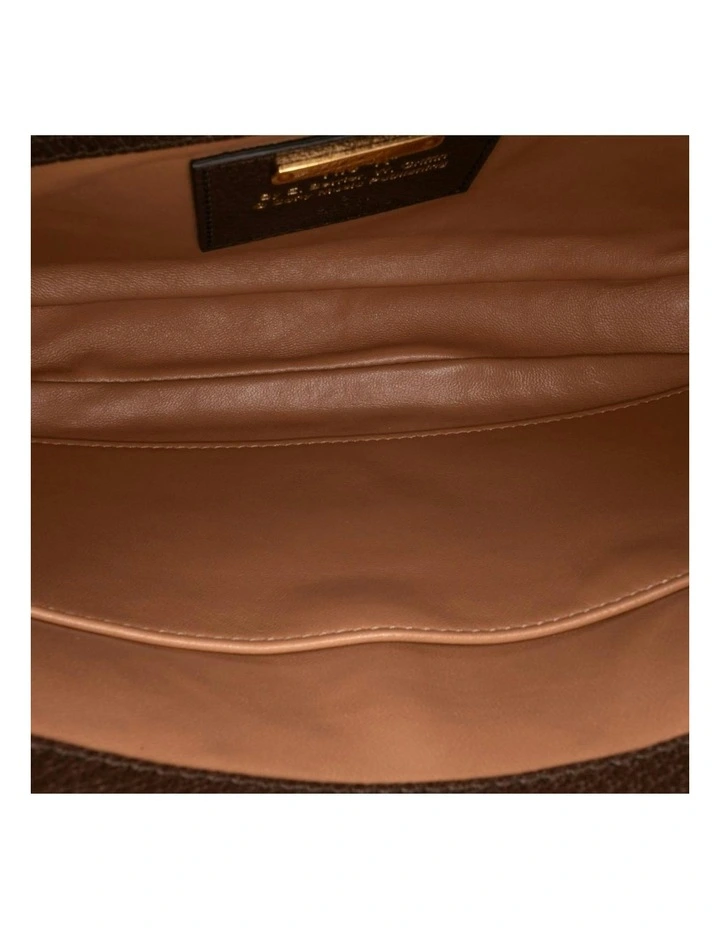 Structured Shoulder Bag with Adjustable Strap in Brown image 4