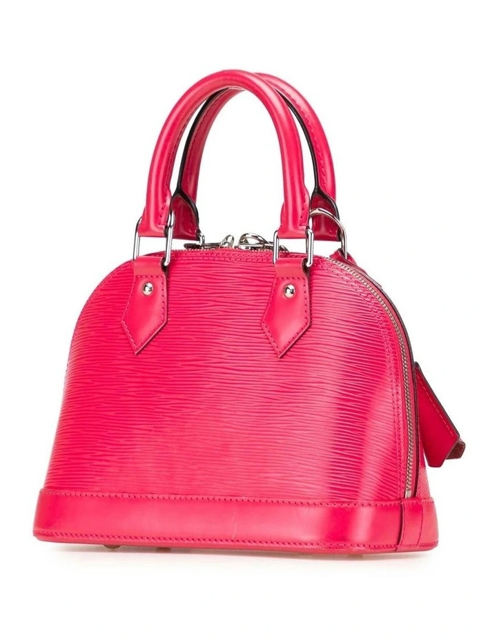 Elegant Dome-Shaped Handbag with Top Handle and Lock Closure in Pink image 2