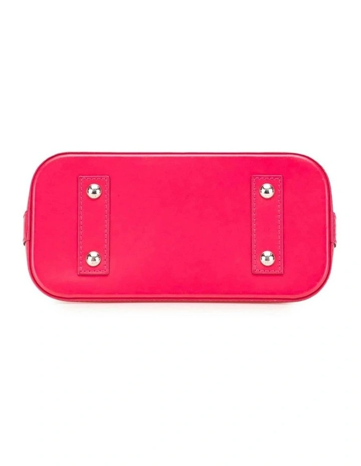 Elegant Dome-Shaped Handbag with Top Handle and Lock Closure in Pink image 3