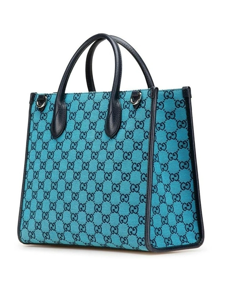 Patterned Top Handle Tote Bag in Blue image 2