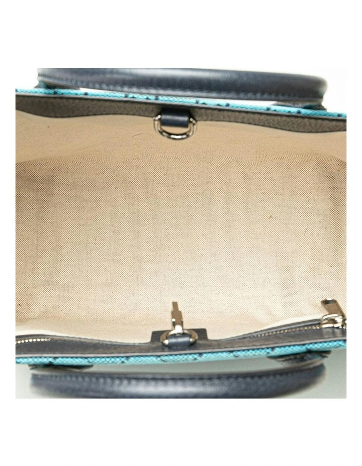 Patterned Top Handle Tote Bag in Blue image 4