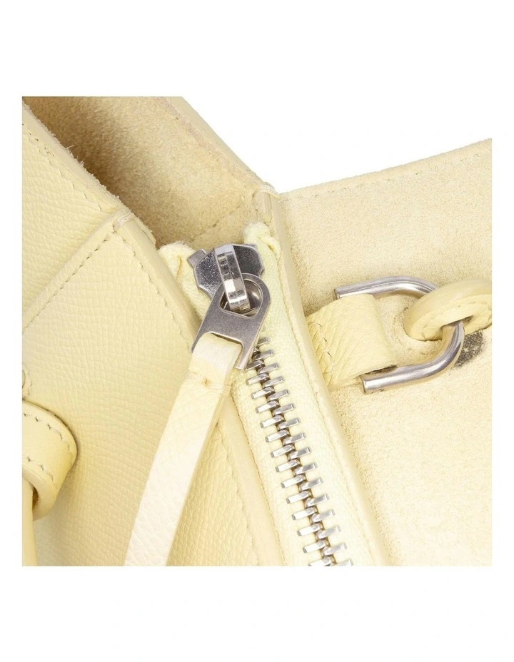 Elegant Leather Bag with Top Handle in Yellow image 6