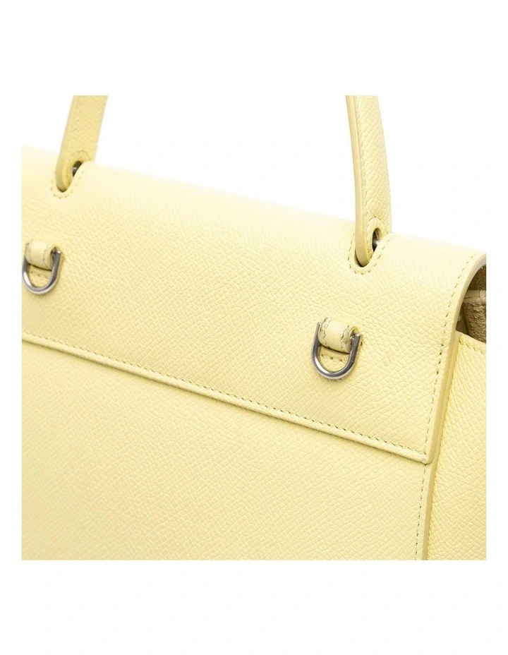 Elegant Leather Bag with Top Handle in Yellow image 7