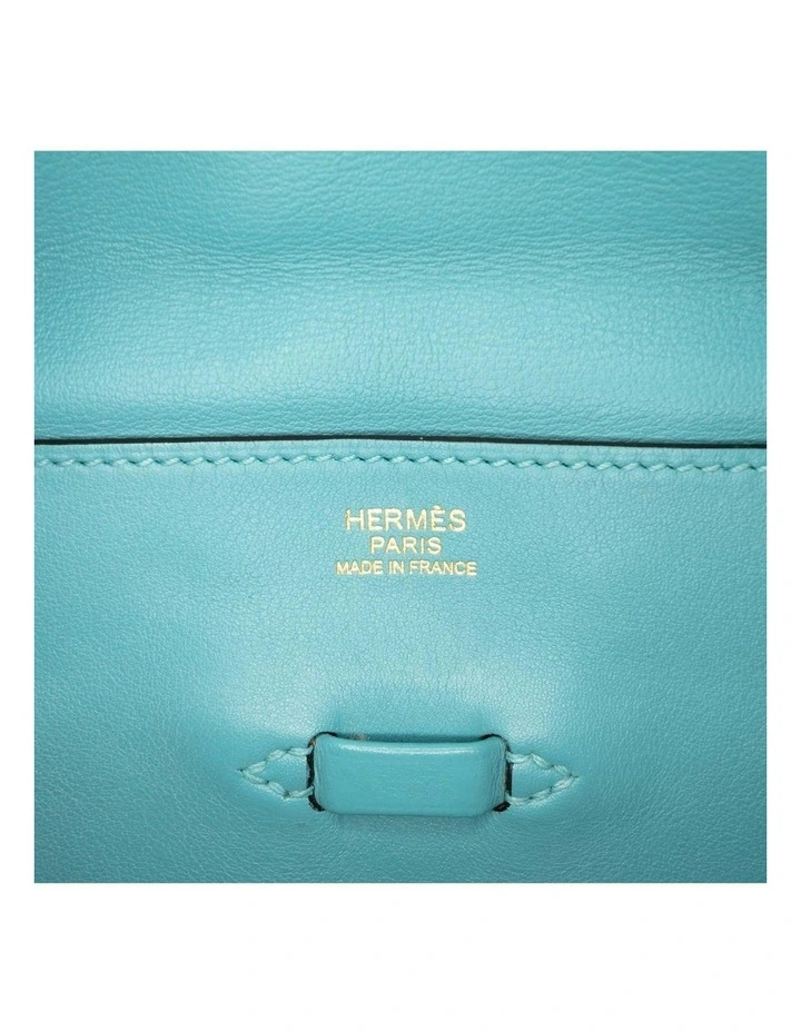 Herms Fold Over Leather Clutch in Blue image 5