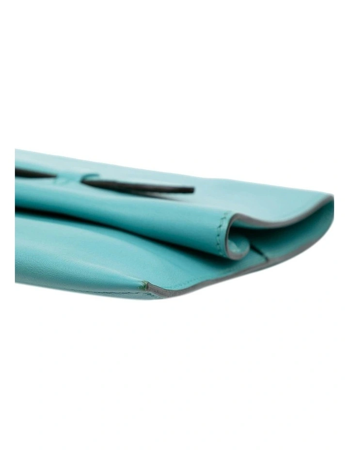 Herms Fold Over Leather Clutch in Blue image 7