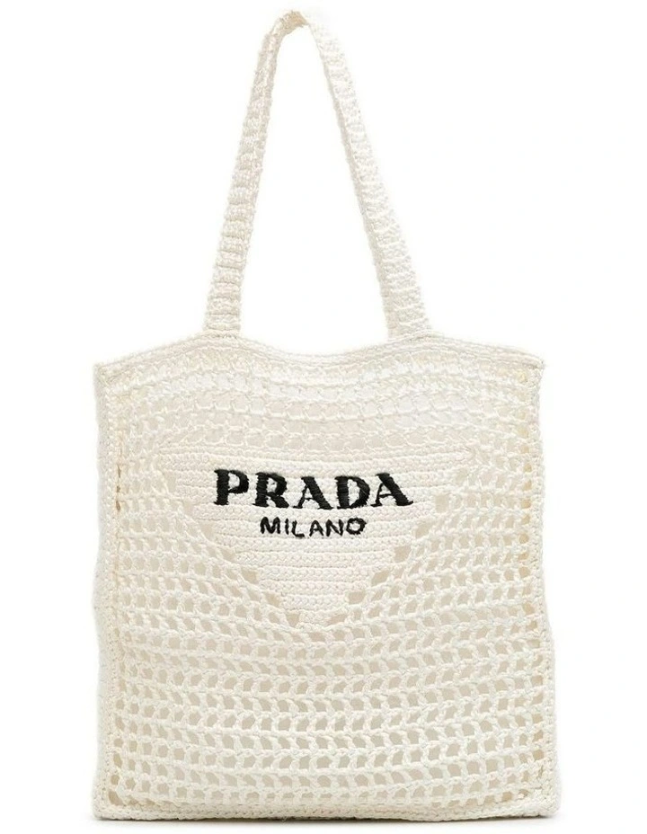Crochet Tote Bag in White image 1