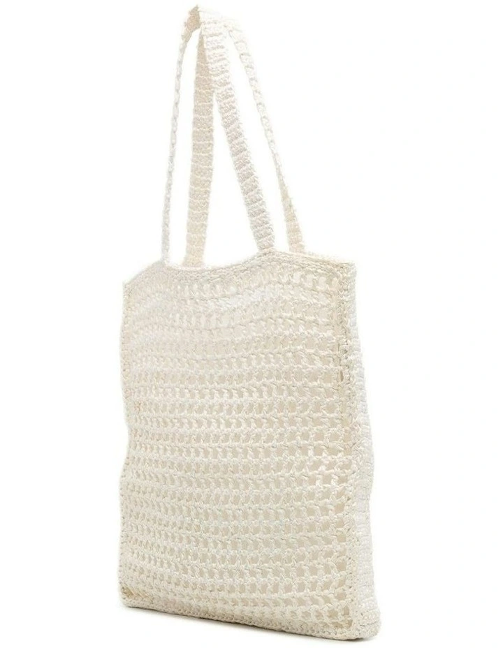 Crochet Tote Bag in White image 2