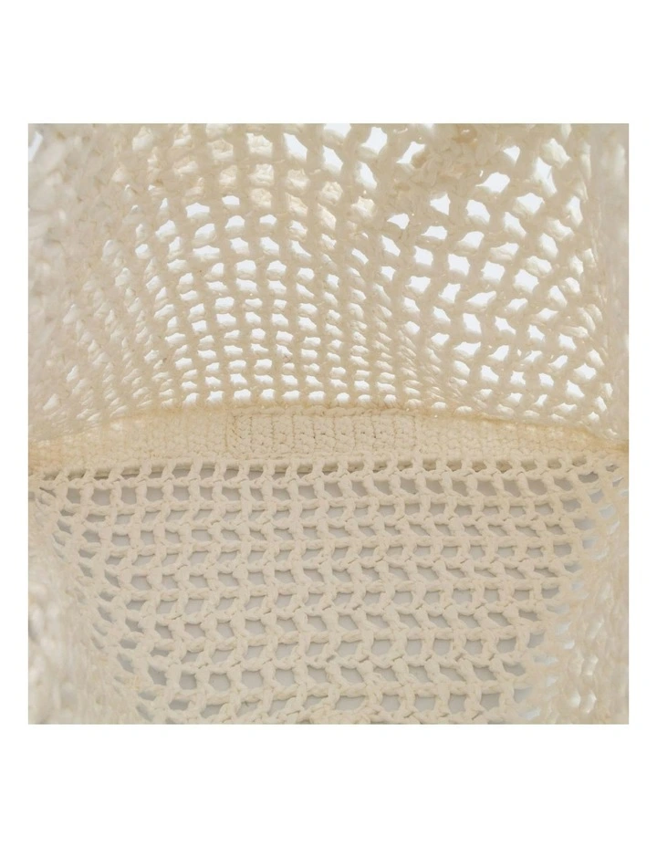 Crochet Tote Bag in White image 4
