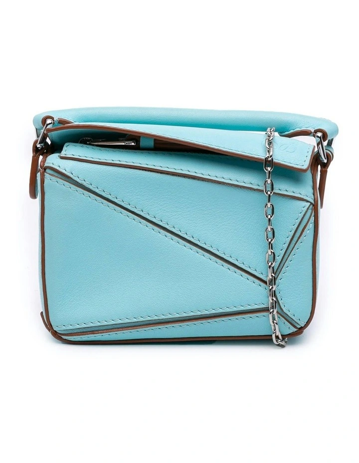 Geometric Leather Handbag (Fashion Group ABN 30 617 598 651) in Blue Pre-Loved image 1