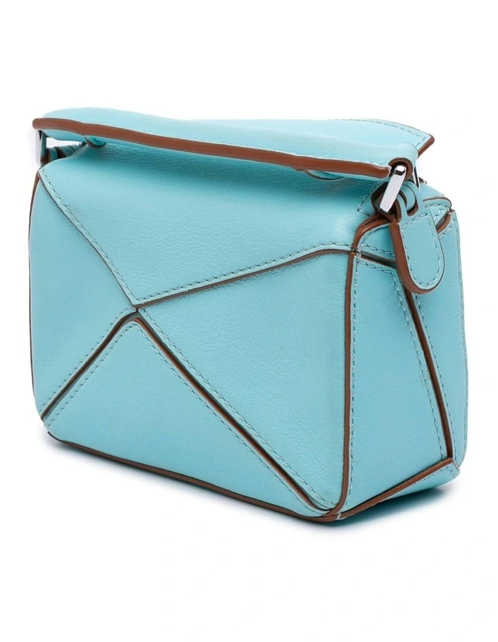 Geometric Leather Handbag (Fashion Group ABN 30 617 598 651) in Blue Pre-Loved image 2