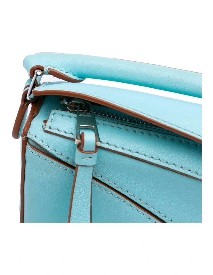 Geometric Leather Handbag (Fashion Group ABN 30 617 598 651) in Blue Pre-Loved image 6