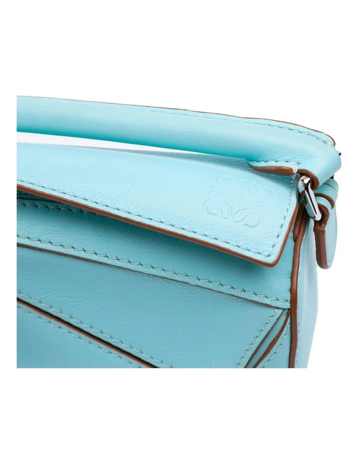 Geometric Leather Handbag (Fashion Group ABN 30 617 598 651) in Blue Pre-Loved image 7