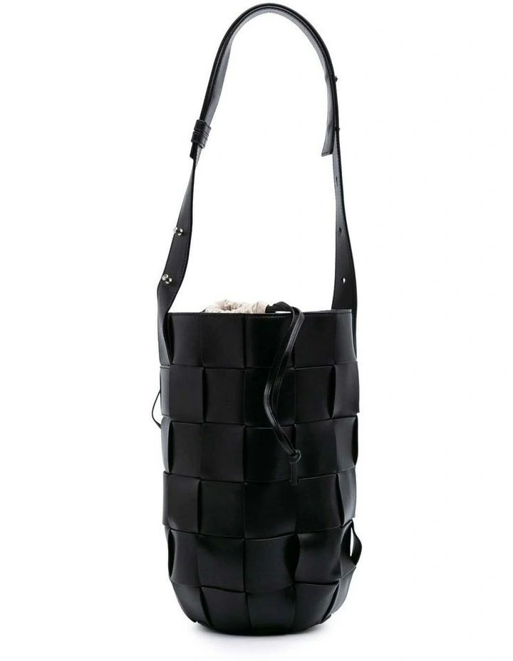 Bottega Veneta Woven Leather Bucket Bag in Black image 1