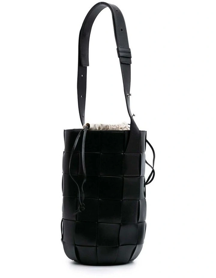 Bottega Veneta Woven Leather Bucket Bag in Black image 2