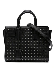 Saint Laurent Studded Leather Handbag in Black