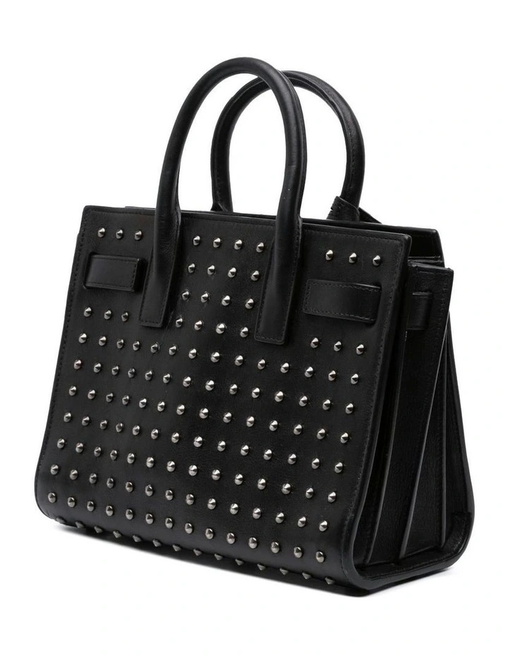Saint Laurent Studded Leather Handbag in Black image 2