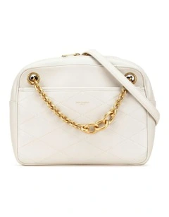 Saint Laurent Quilted Leather Shoulder Bag in White