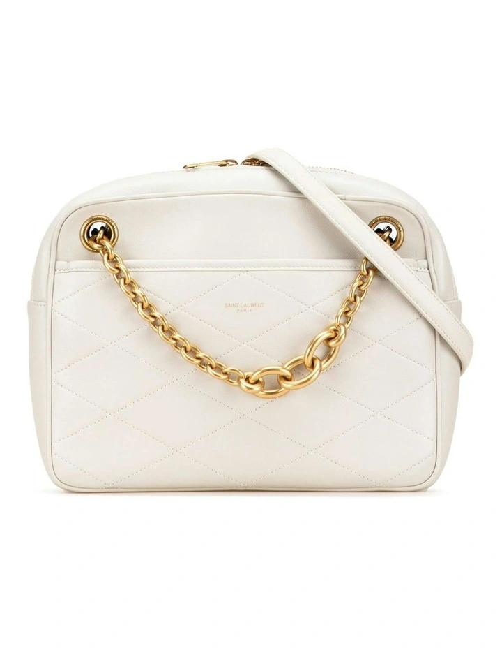Saint Laurent Quilted Leather Shoulder Bag in White image 1