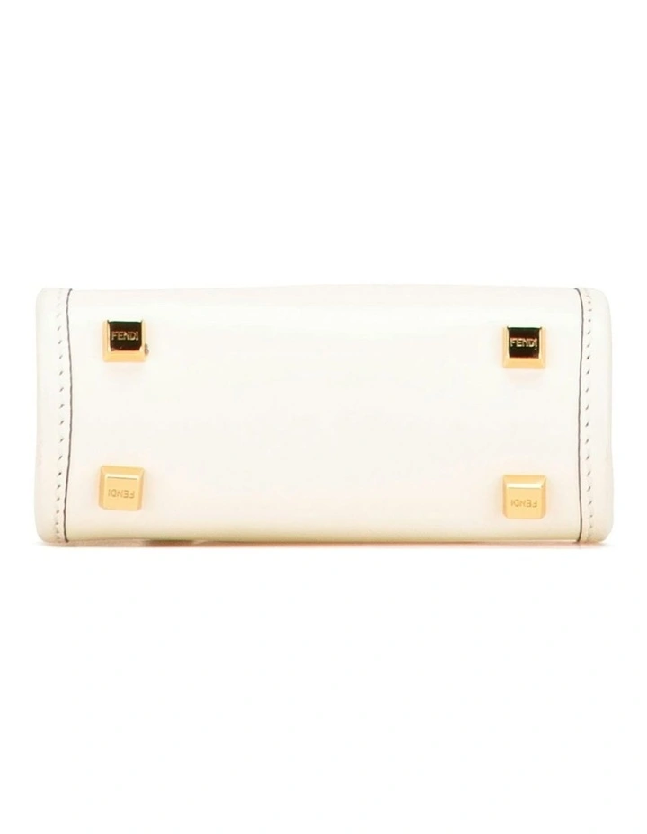 Fendi Handle Leather Tote Bag in White image 3