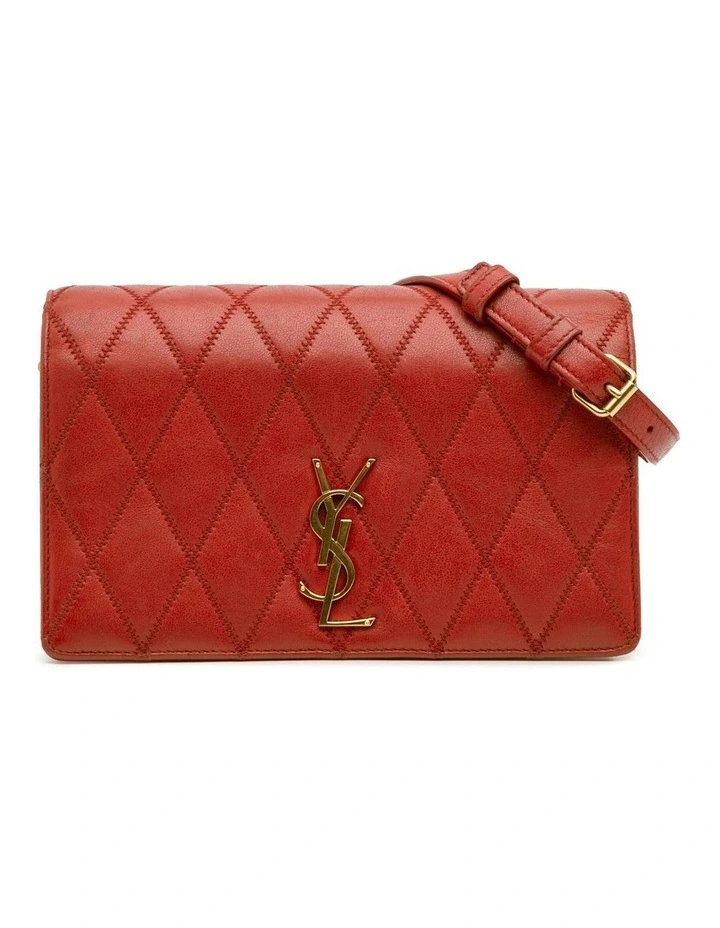 Saint Laurent Leather Wallet on Chain in Red image 1