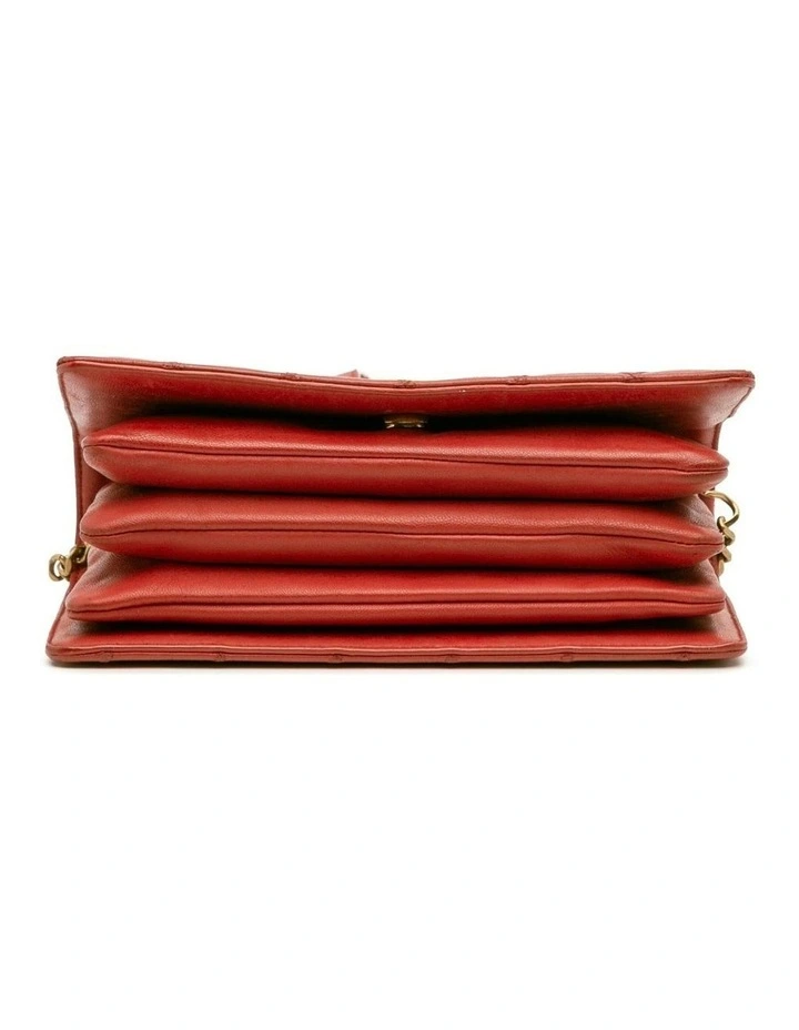 Saint Laurent Leather Wallet on Chain in Red image 3