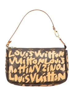 Printed Leather Handbag in Brown